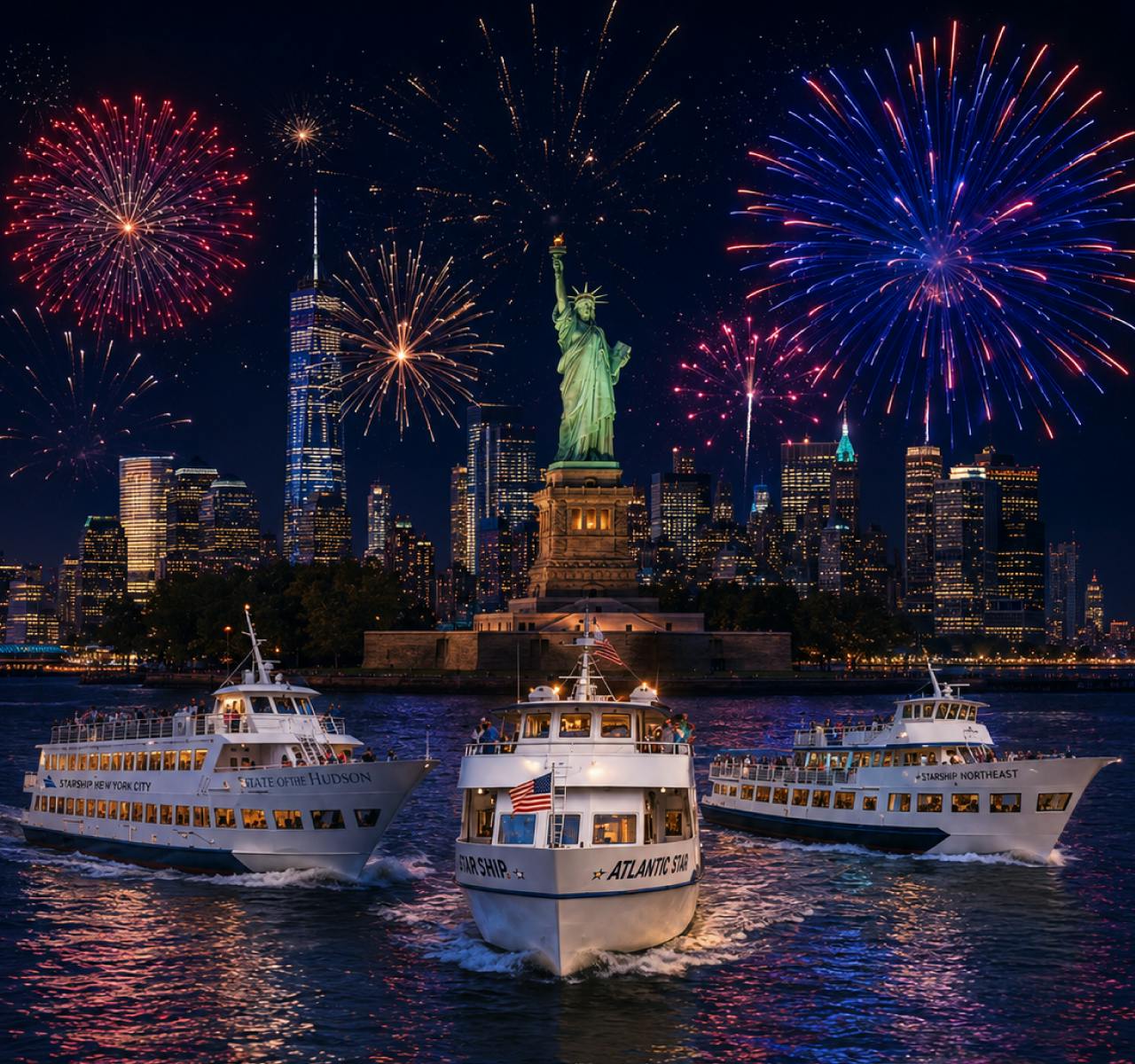 Cruzeiro em família com fogo de artifício na véspera de Ano Novo