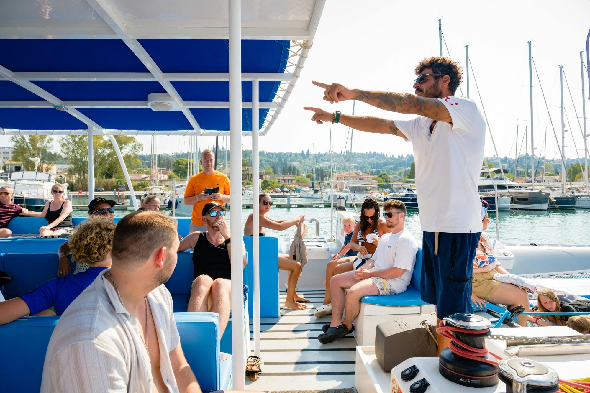 Corfu catamaran cruise with Greek lunch, drinks and optional transfers