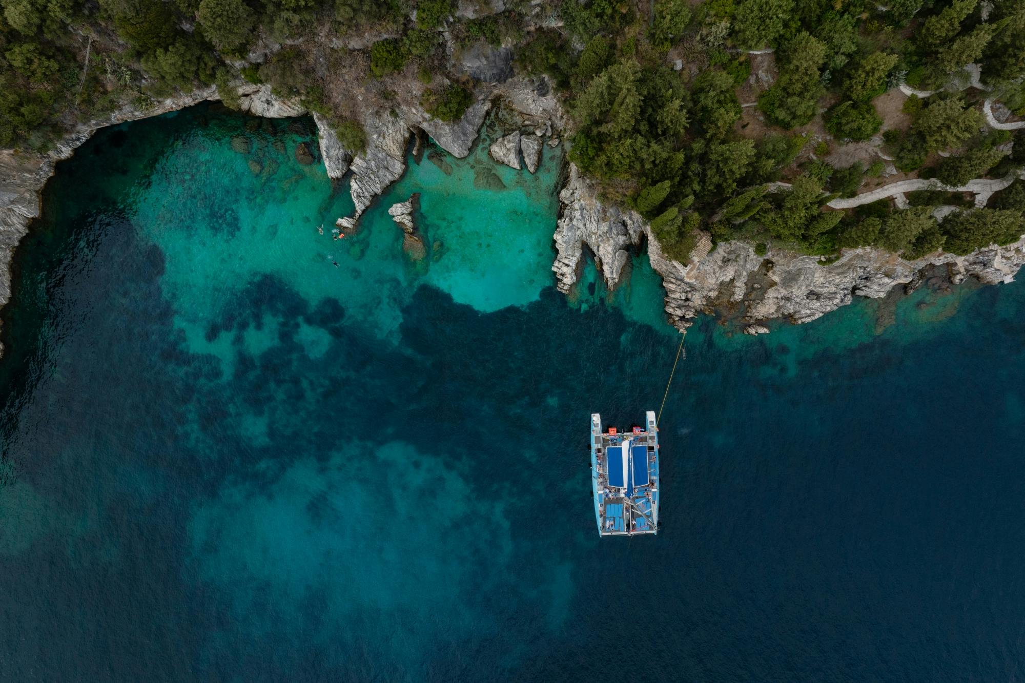 Corfu catamaran cruise with Greek lunch, drinks and optional transfers