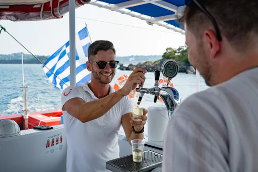 Corfu catamaran cruise with Greek lunch, drinks and optional transfers