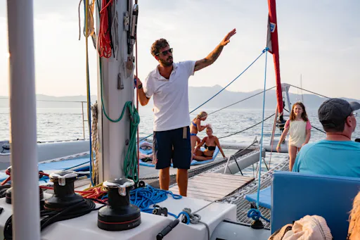 Corfu catamaran cruise with Greek lunch, drinks and optional transfers