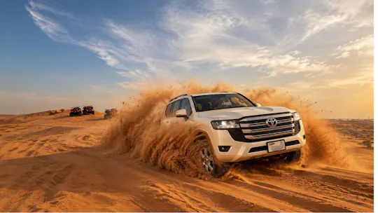 Desert safari with sandboarding and dinner from Dubai