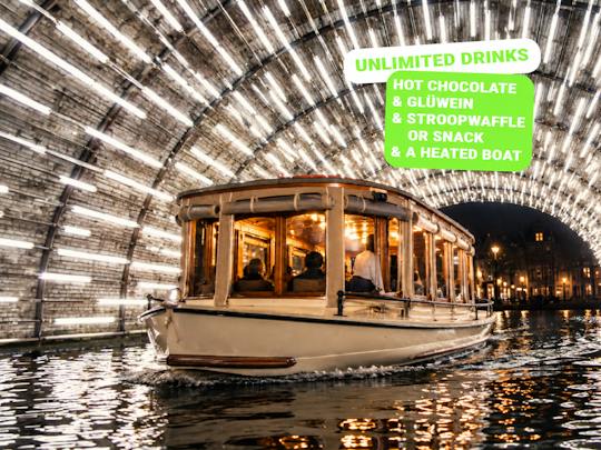 Amsterdam Light Festival rondvaart op een luxe boot met drankjes