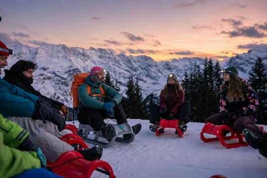 Paseo en trineo al atardecer en Interlaken con fondue