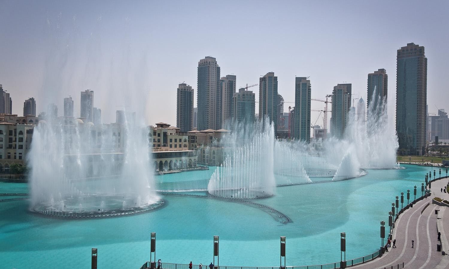 Burj Khalifa & Musical Fountains: Panoramic view from the Observatory Deck