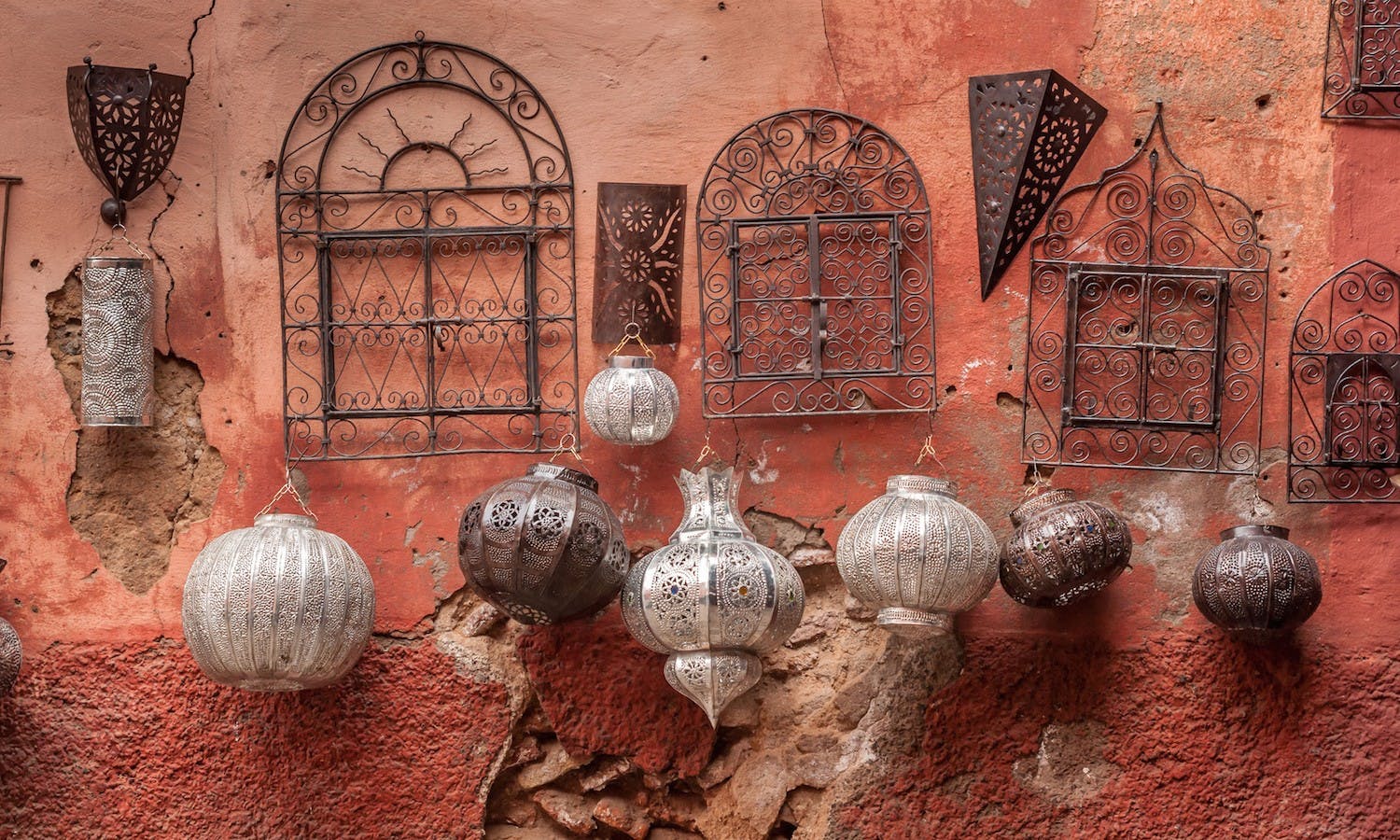 Metalwork for sale in souk in Marrakech.jpg