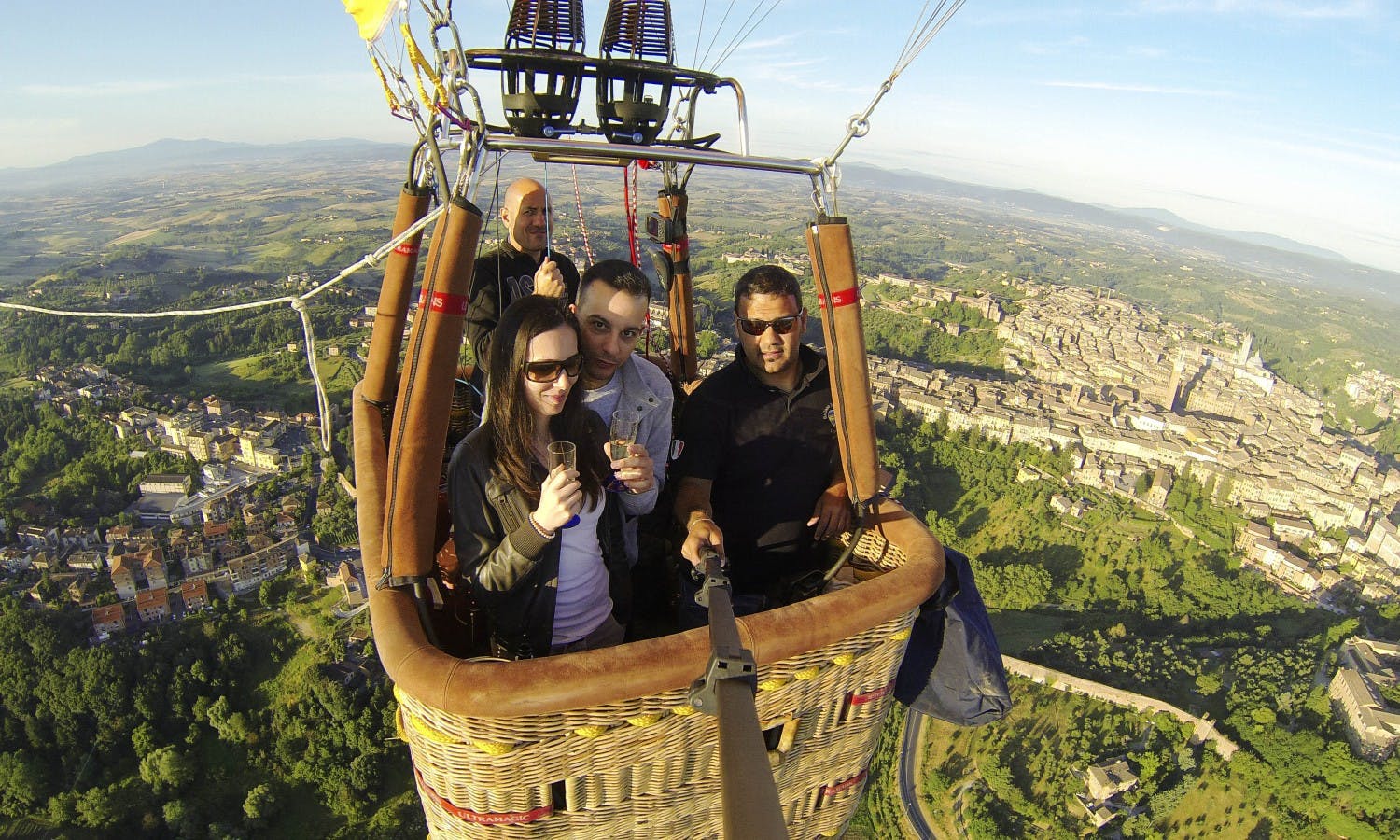 Hot air balloon rides over Siena in Tuscany