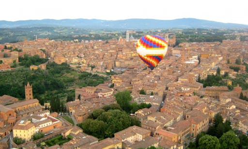 Hot air balloon rides over Siena in Tuscany