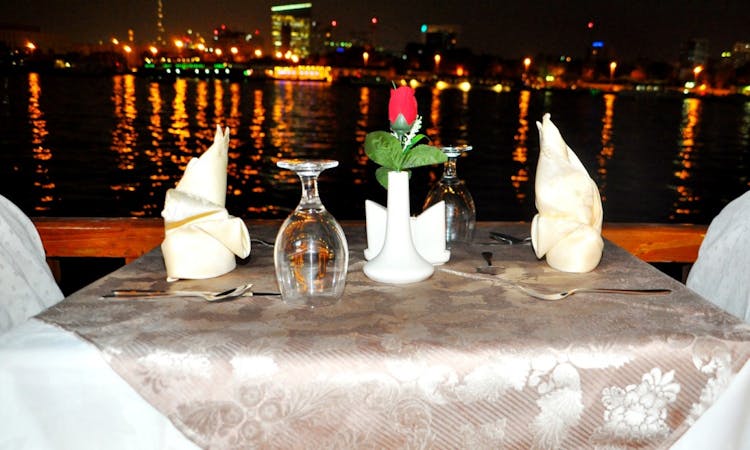 Traditional wooden dhow boat dinner cruise in Dubai Marina