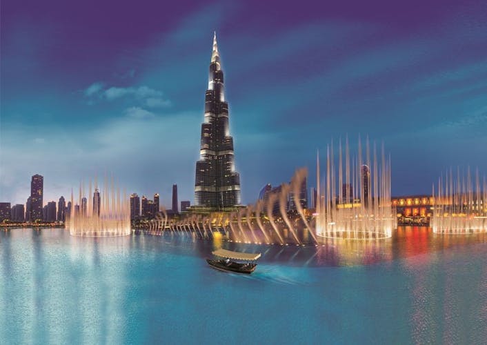 Dubai fountain show and lake ride by traditional boat