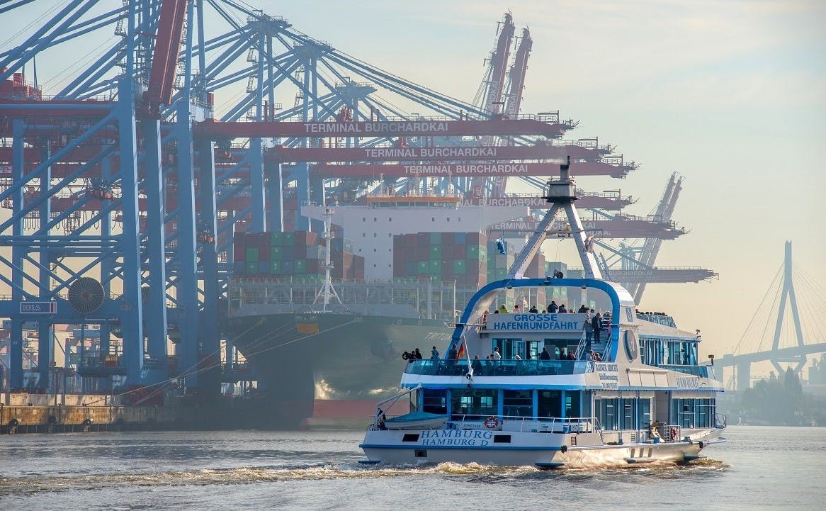 Port of Hamburg cruise and Elbphilharmonie tour_Port of Hamburg container bridges.jpeg