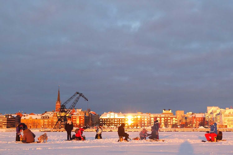 Guided ice fishing experience in Luleå