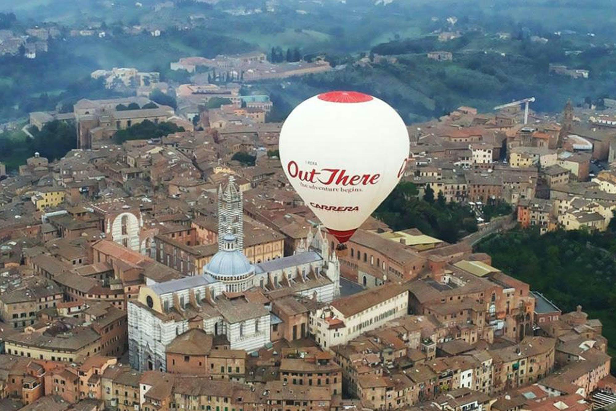 Hot air balloon rides over Siena in Tuscany