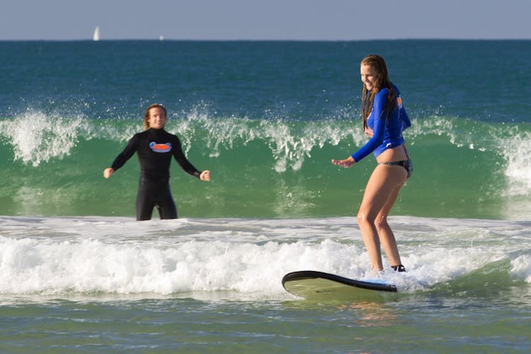 Surfing lesson for beginners at Noosa Heads