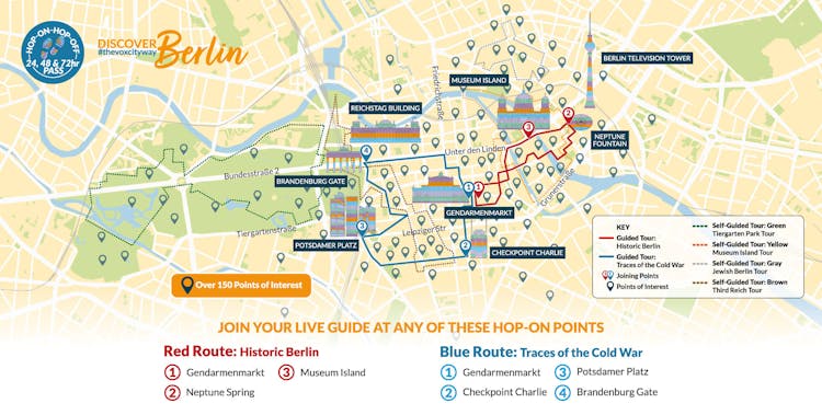 Berlin walking tour pass with 2 guided and 2 self-guided routes