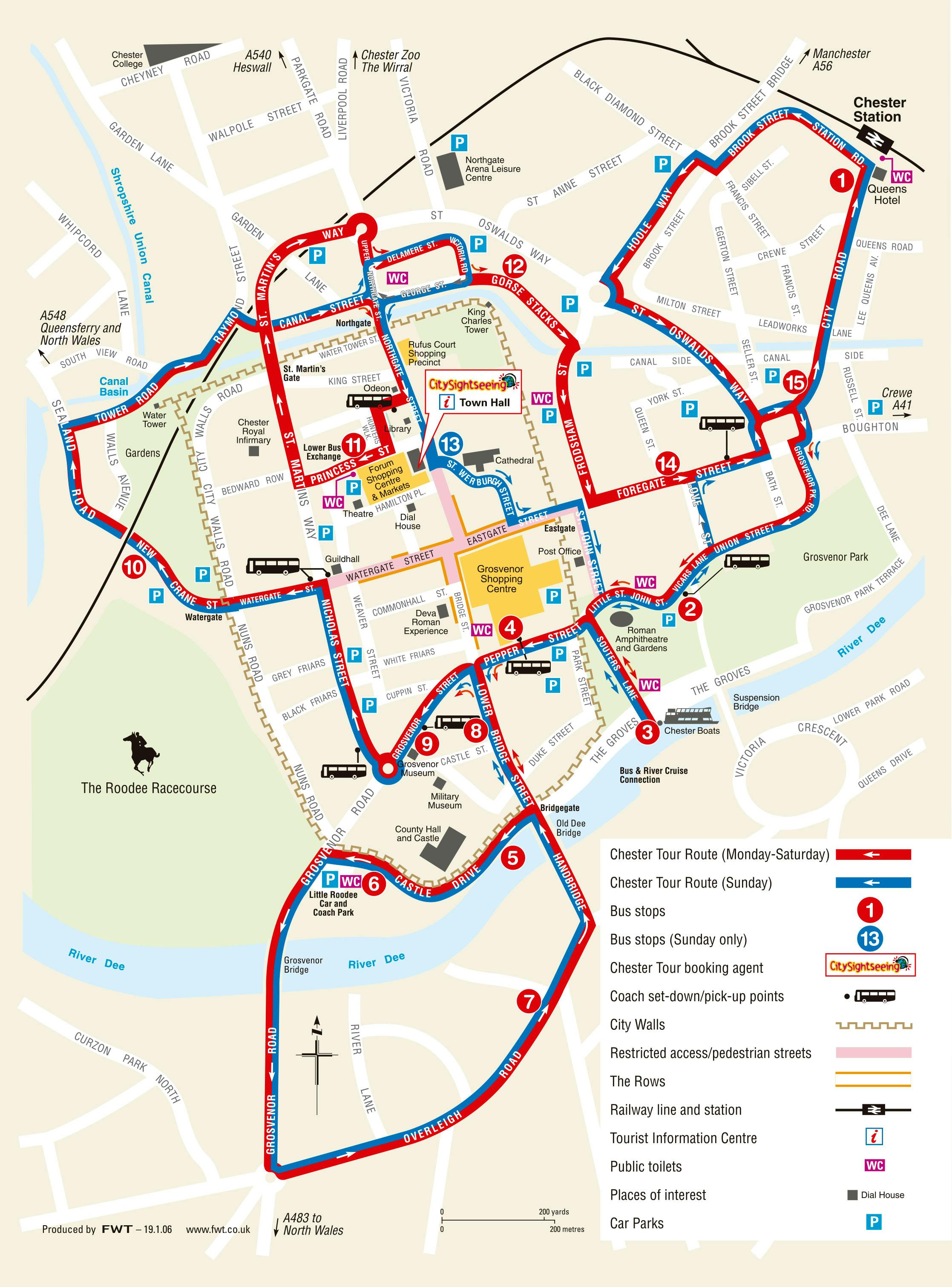 chester bus tour route map
